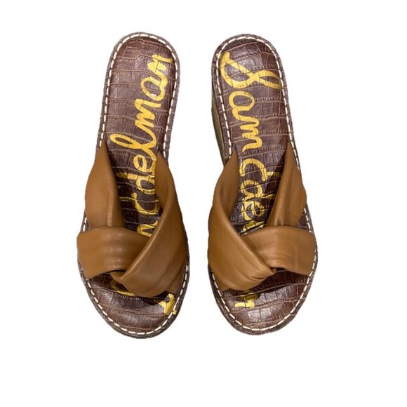 Sam Edelman Ramsey Sandals Womens US 6.5 Brown Leather Cork Wedge - Picture 1 of 4